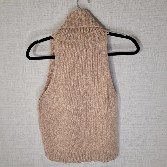 Madewell Womens Medium Tan Cowl Neck Sweater Vest Sleeveless Cutaway Merino Wool - Picture 2 of 8